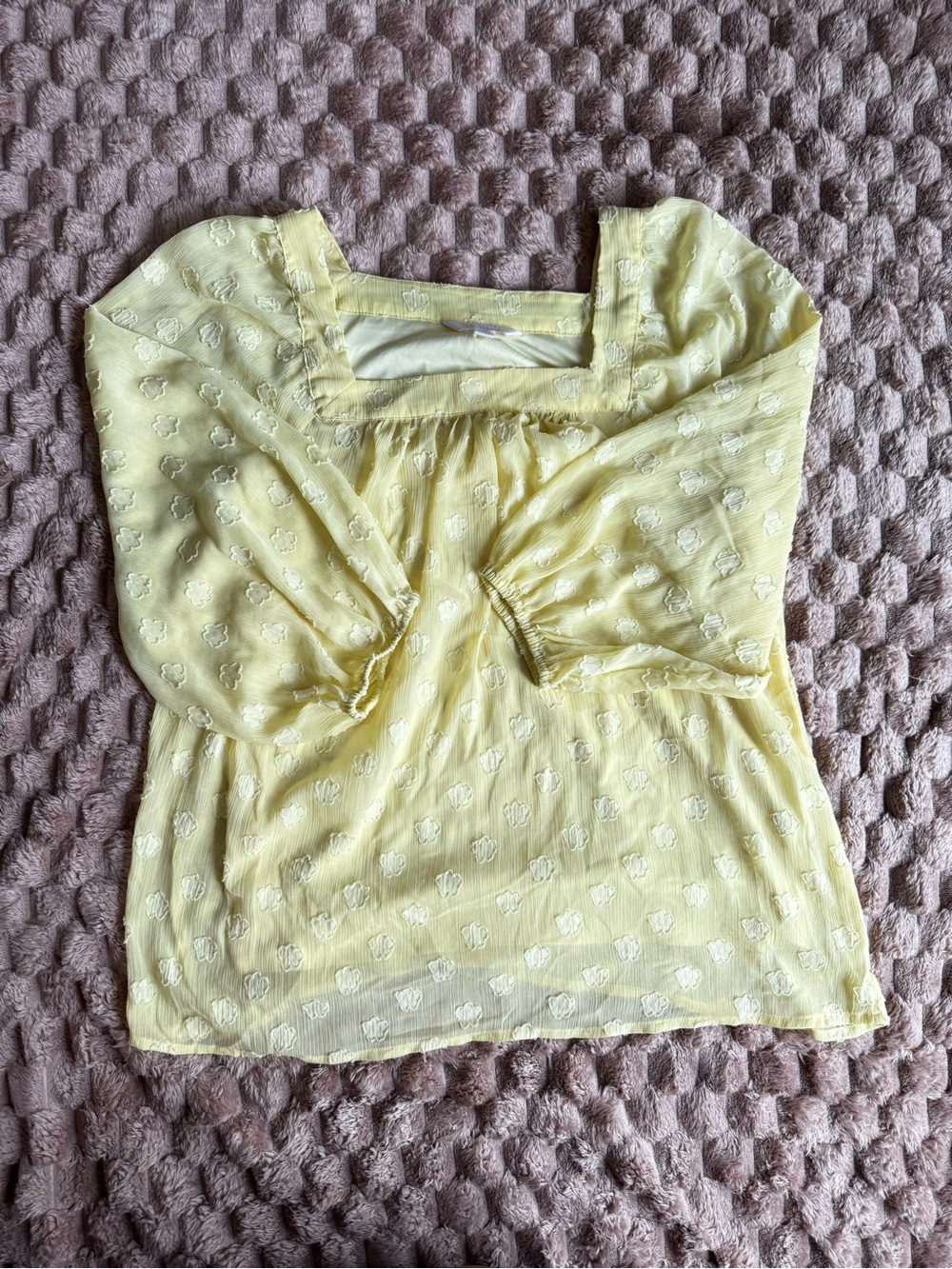 Lauren Conrad Yellow Square-Neck Puff Sleeve Top